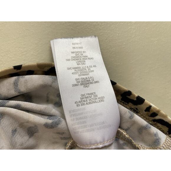 Susan Graver Liquid Knit Top Womens 4X Animal Print Cheetah Square Neck Brown - Picture 9 of 11